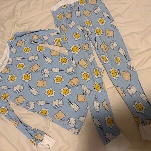 Blue Cartoon Print Kids Pajamas
